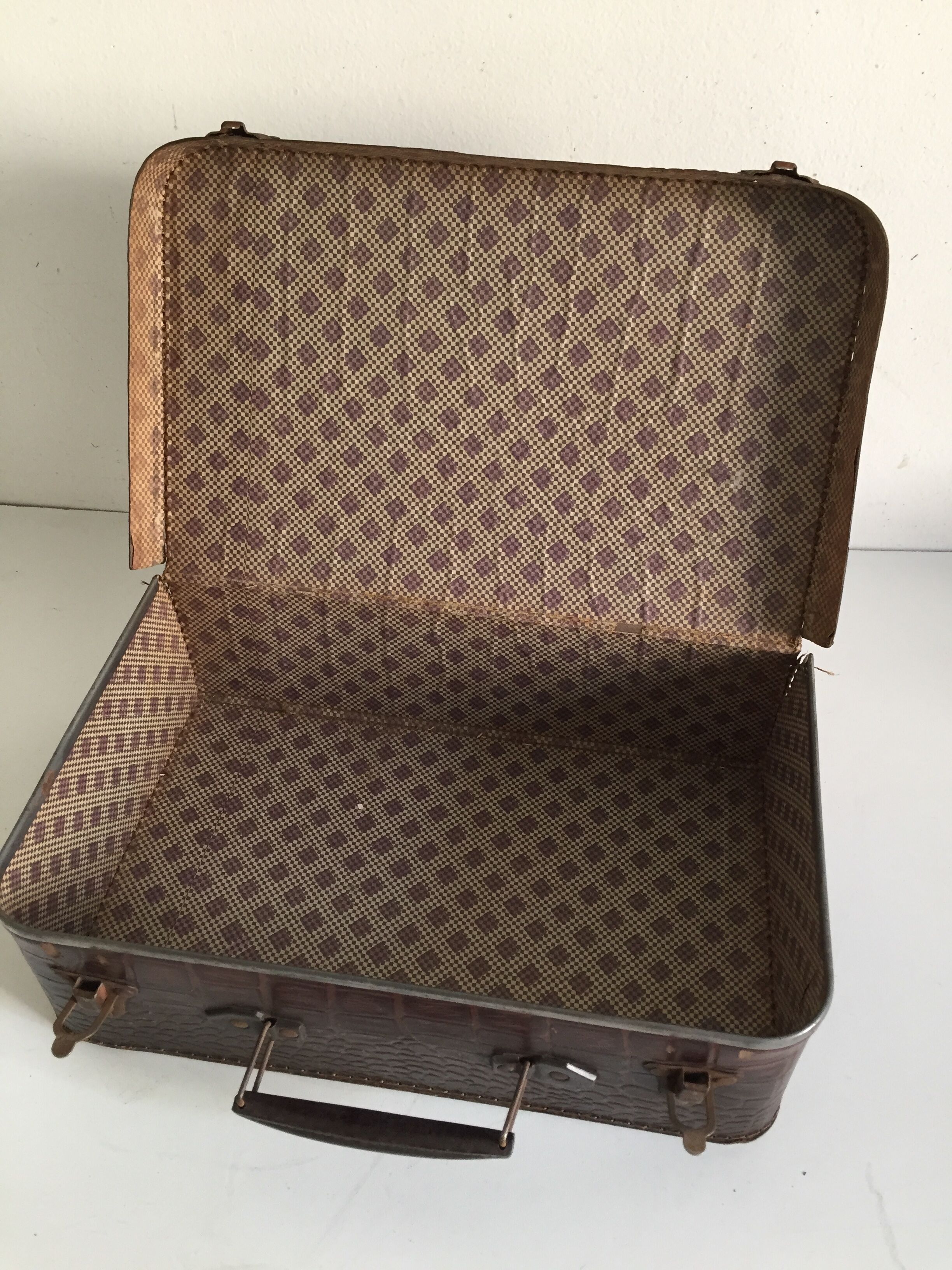 Small suitcase cardboard way crocodile