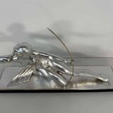 Diana the Huntress Art Deco Silver Leaf Sculpture by Salvatore Melani, 1930