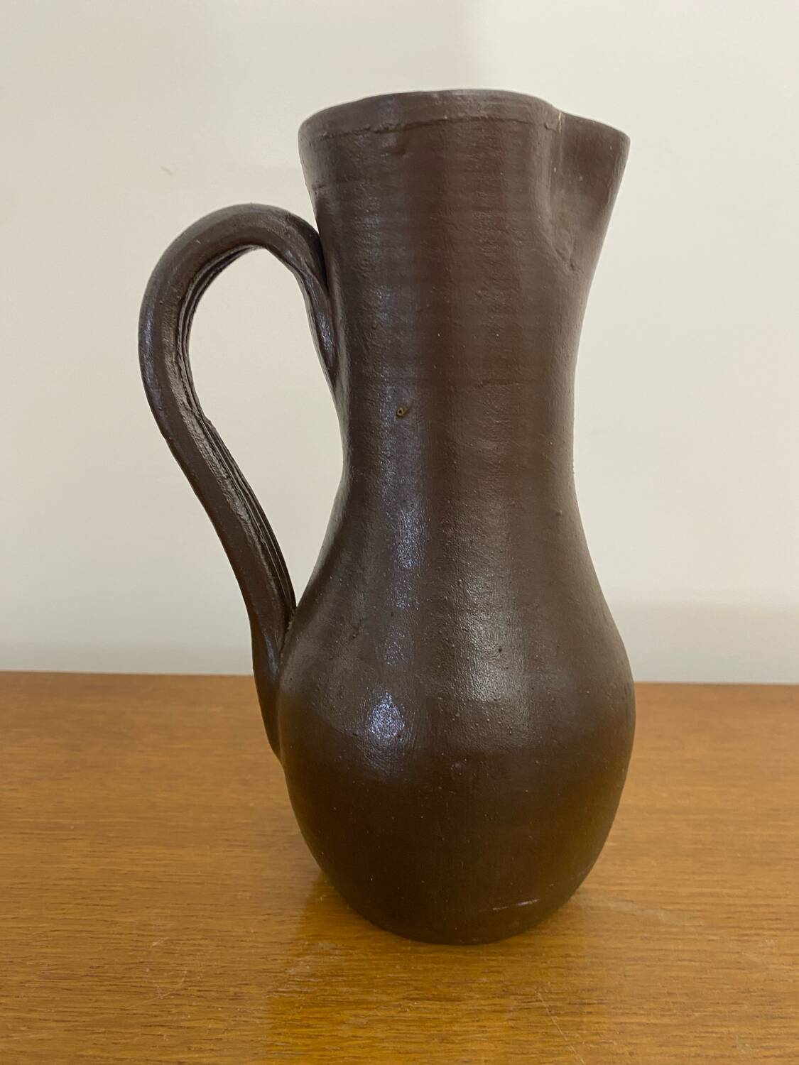 Ancien pichet jean dubost grès de noron marron vintage