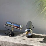 Pair of chrome metal wall lights from the 1970s.