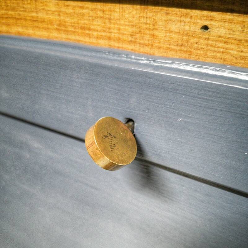 Vintage blue secretary and raw wood