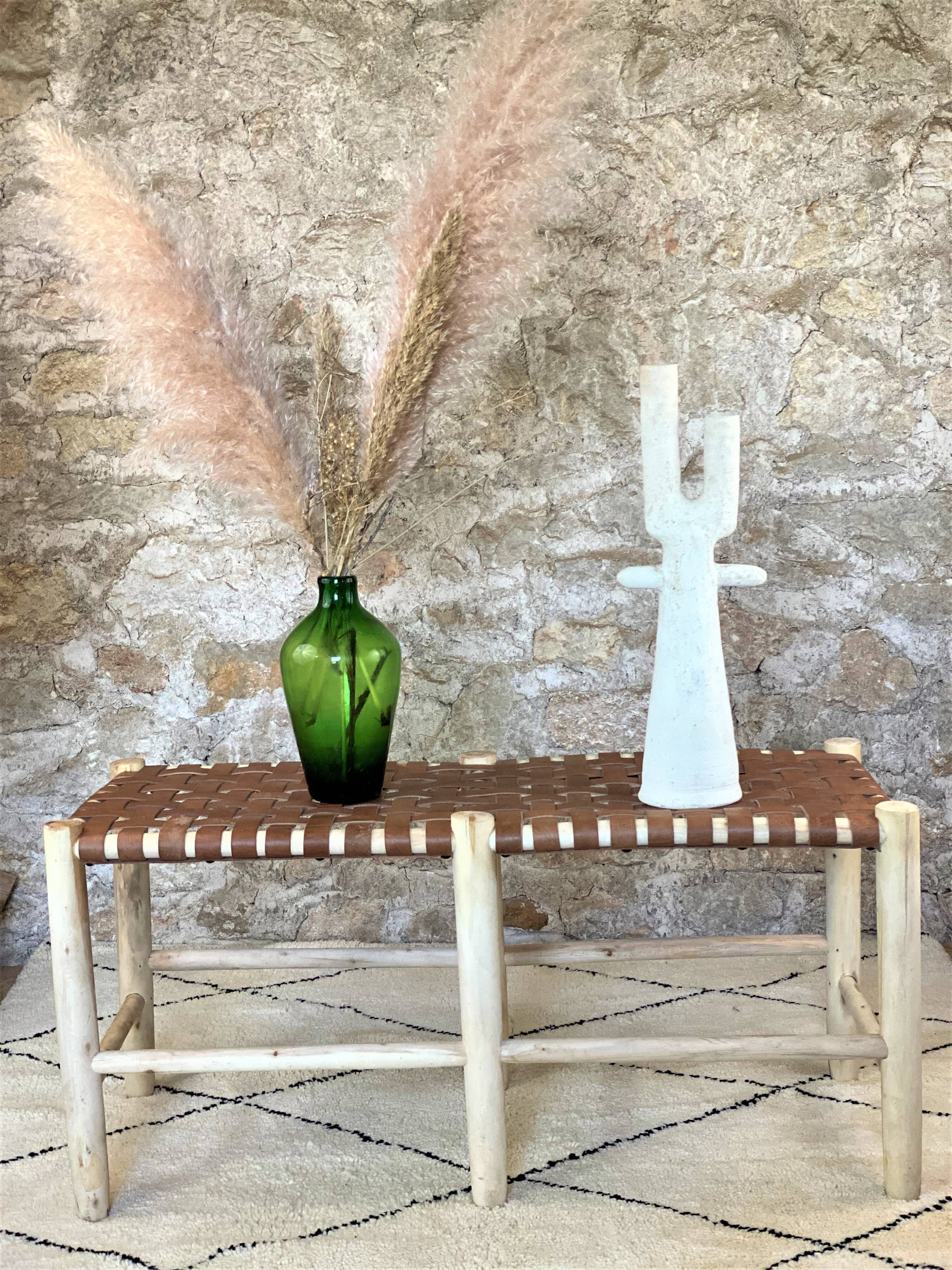 Poplar and leather bench