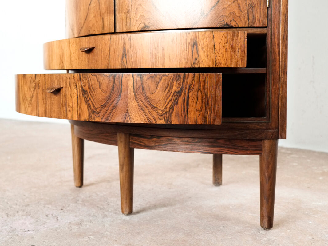 Compact danish corner cabinet in rosewood