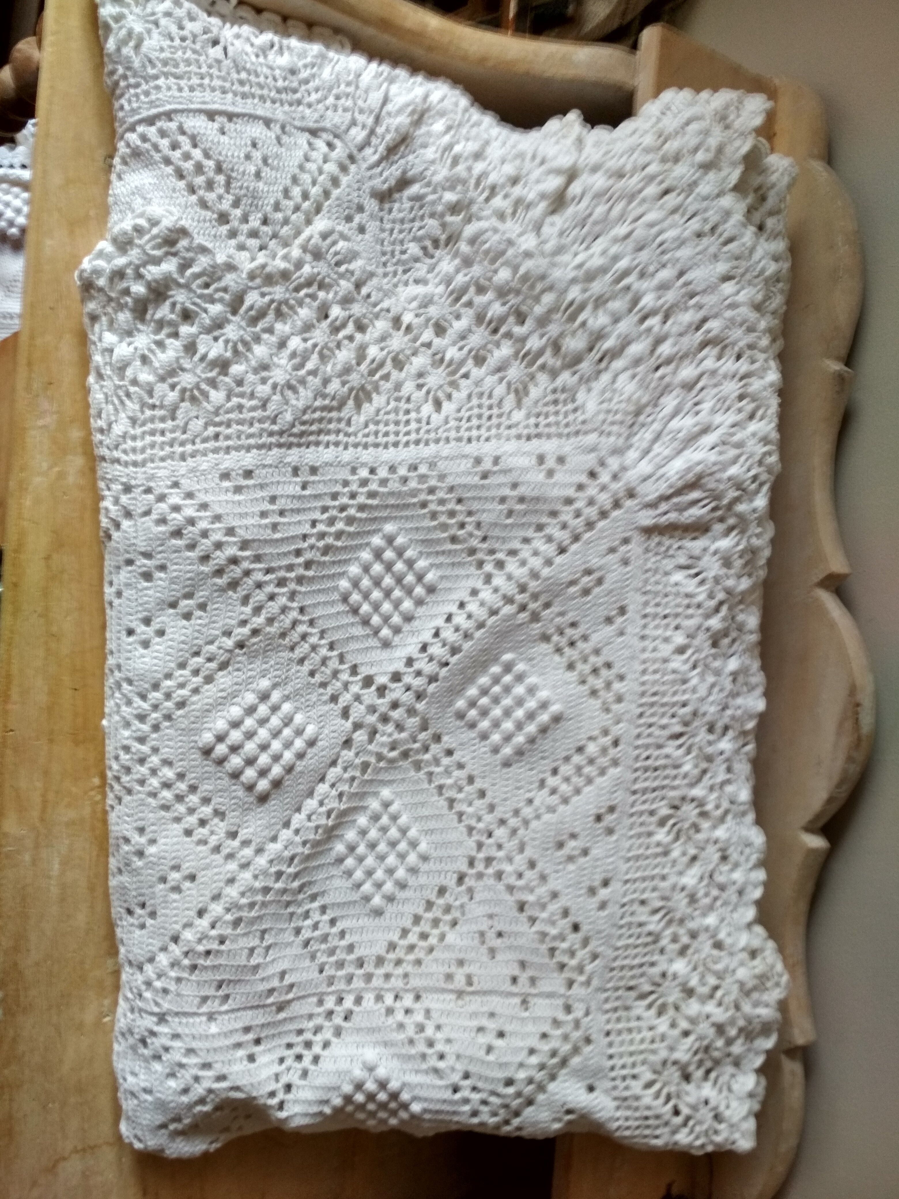 Dessus de lit en coton blanc écru jeté de lit en crochet