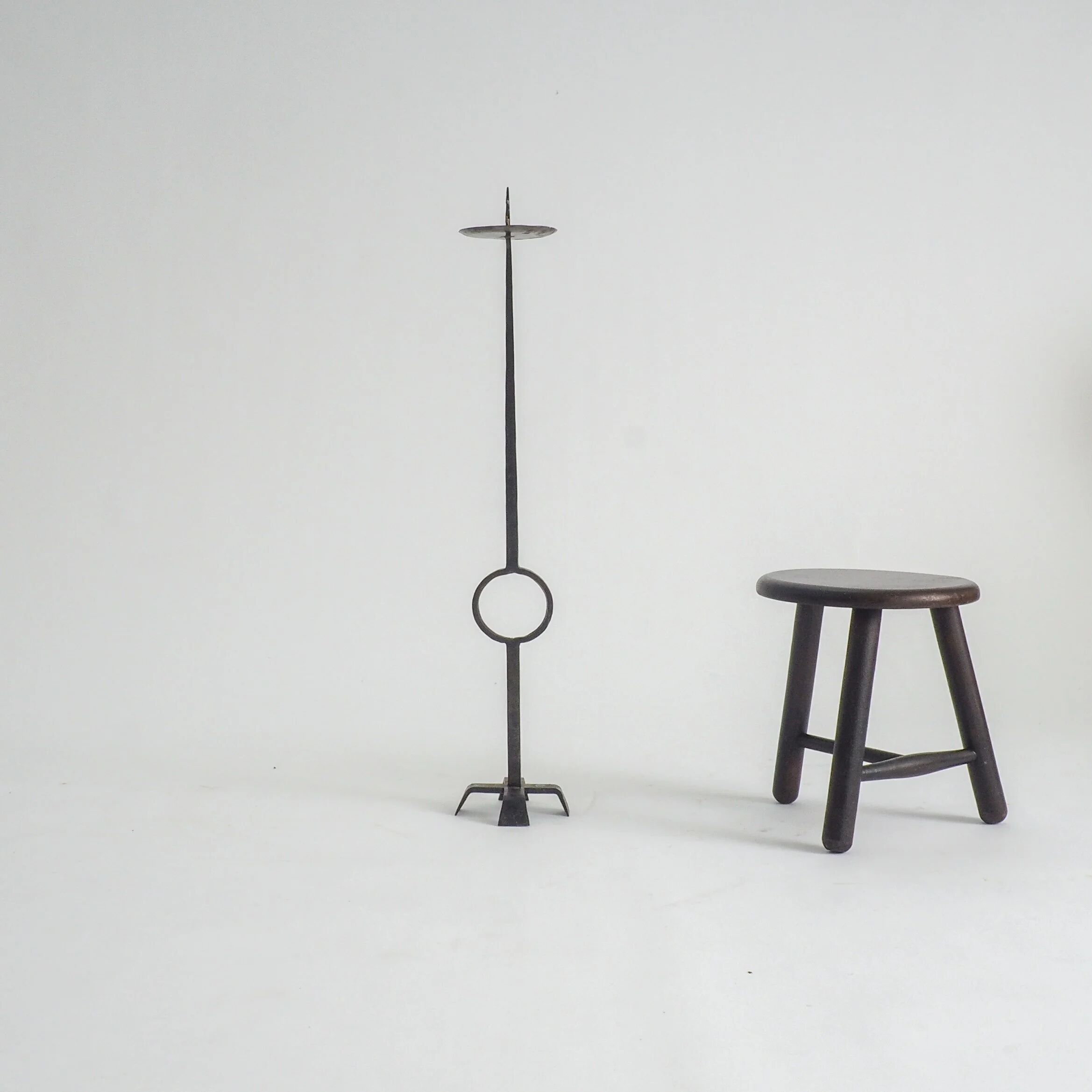Wrought iron standing candle stick holder