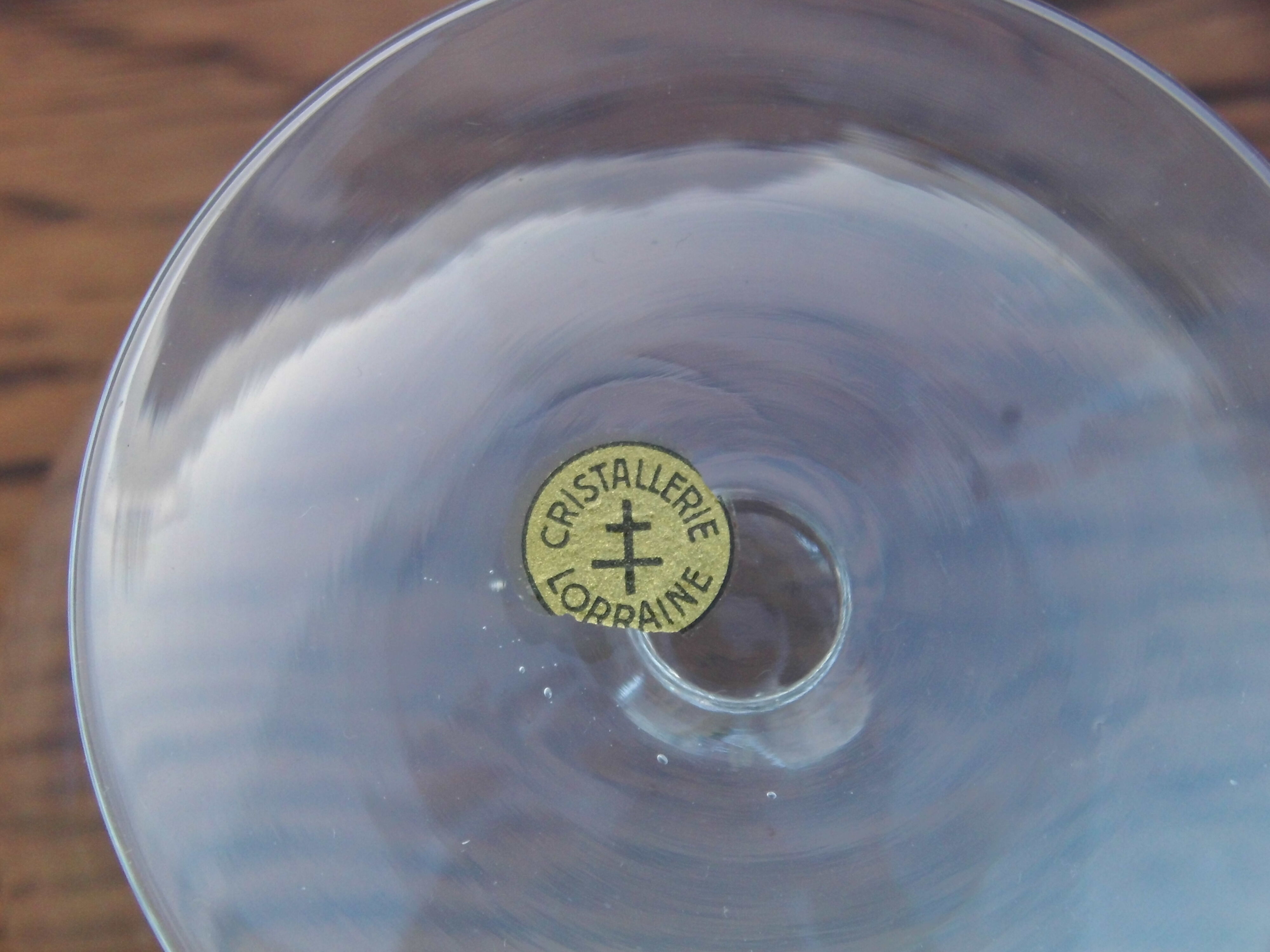 6 glasses of Lorraine crystal cognac