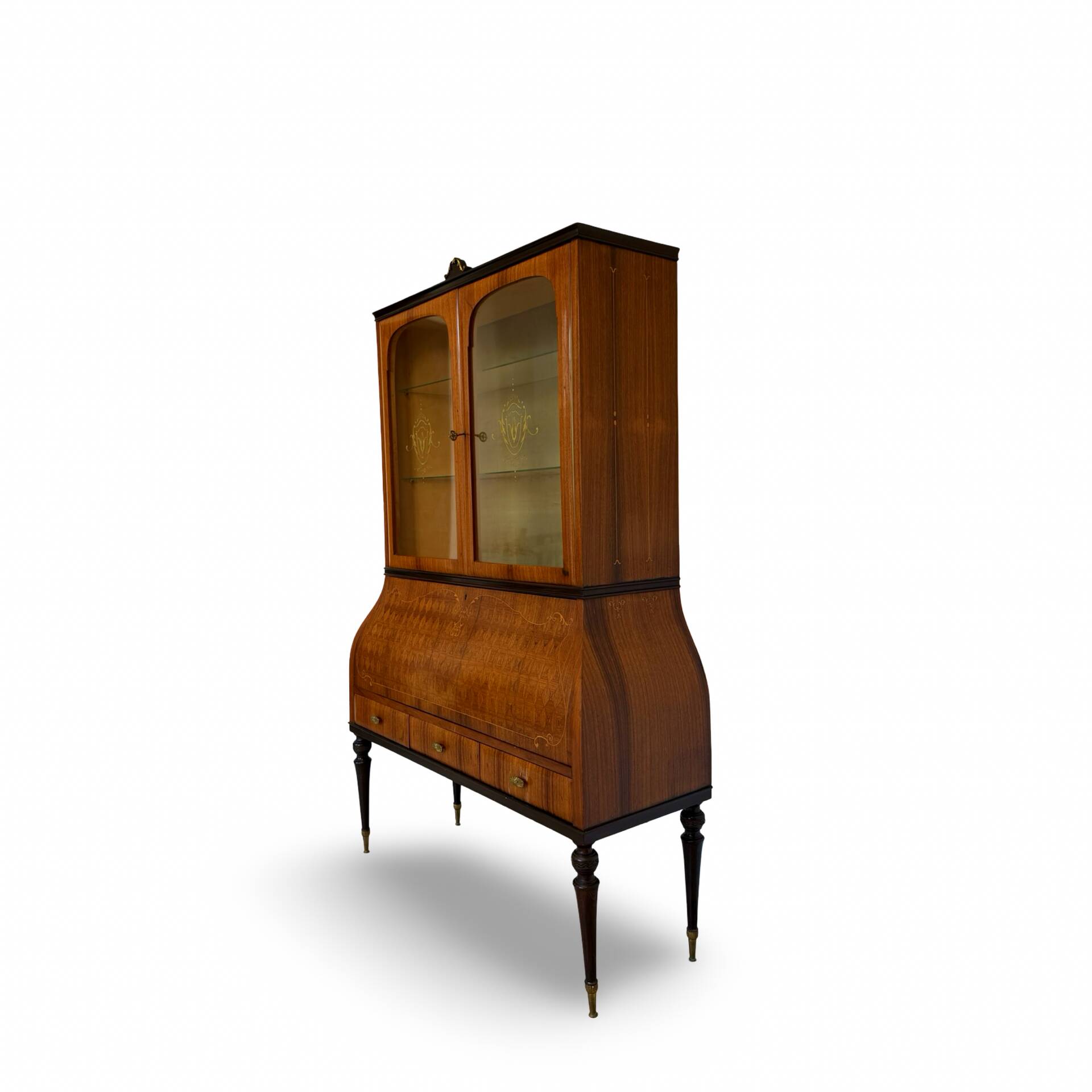 Secretary credenza in marquetry in the Italian Louis XV style from the mid-century, 1960.