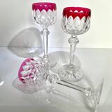 3 Baccarat Crystal Wine Glasses - Juvisy Red Model