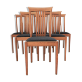Series of six Scandinavian chairs in light oak