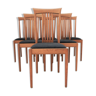 Series of six Scandinavian chairs in light oak