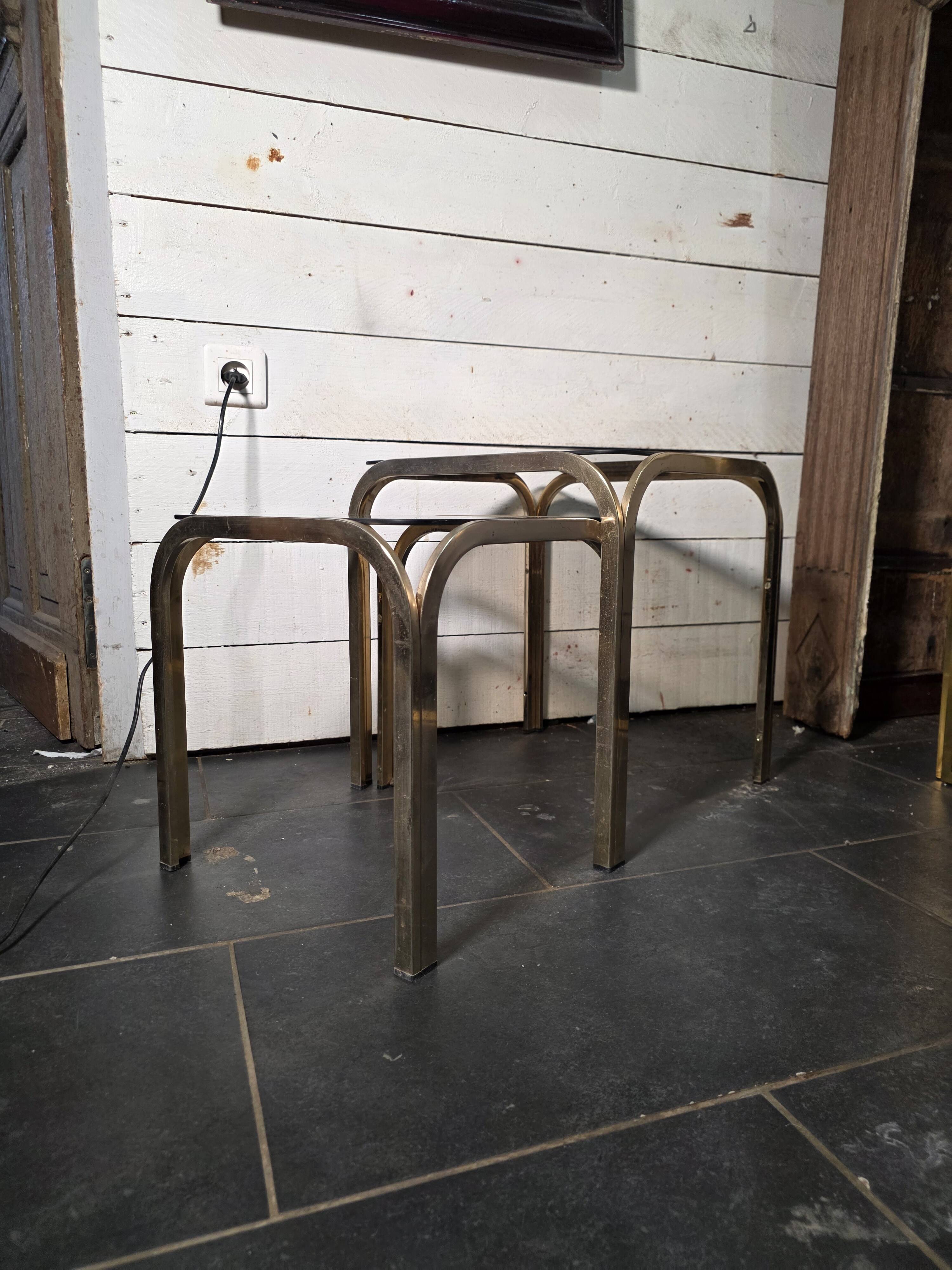 1970s golden metal nesting table