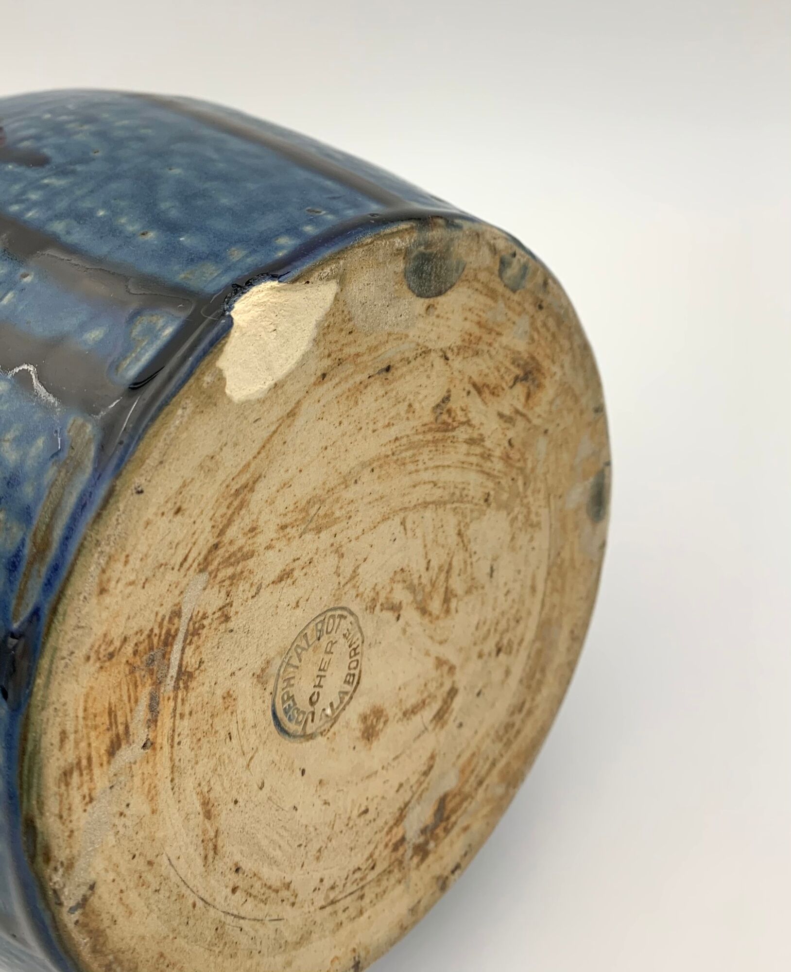 Old enamelled sandstone vase, by Joseph Talbot, Sandstone of La Borneé - 1930s
