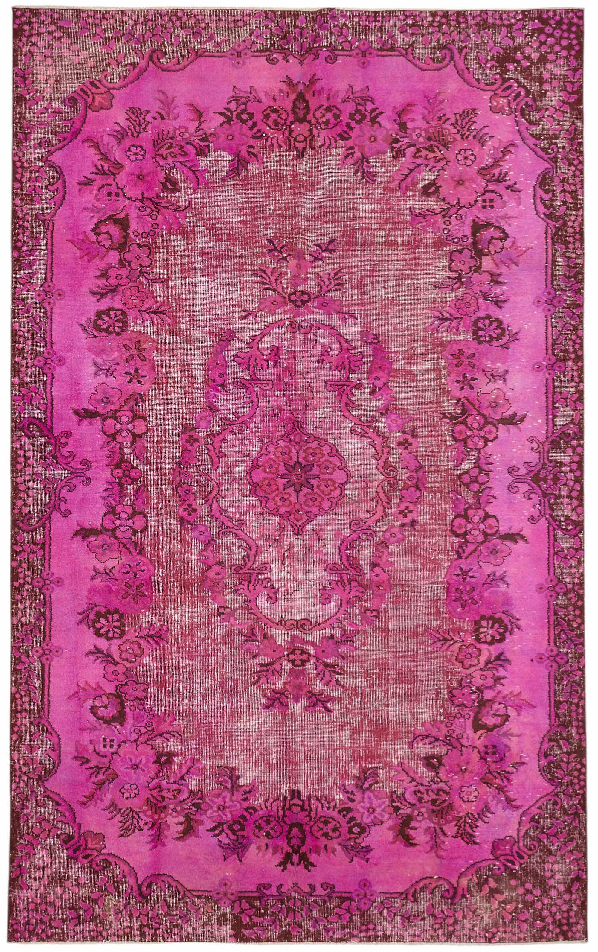 Overdyed Wool Vintage Handmade Carved Rug 188 cm x 302 cm