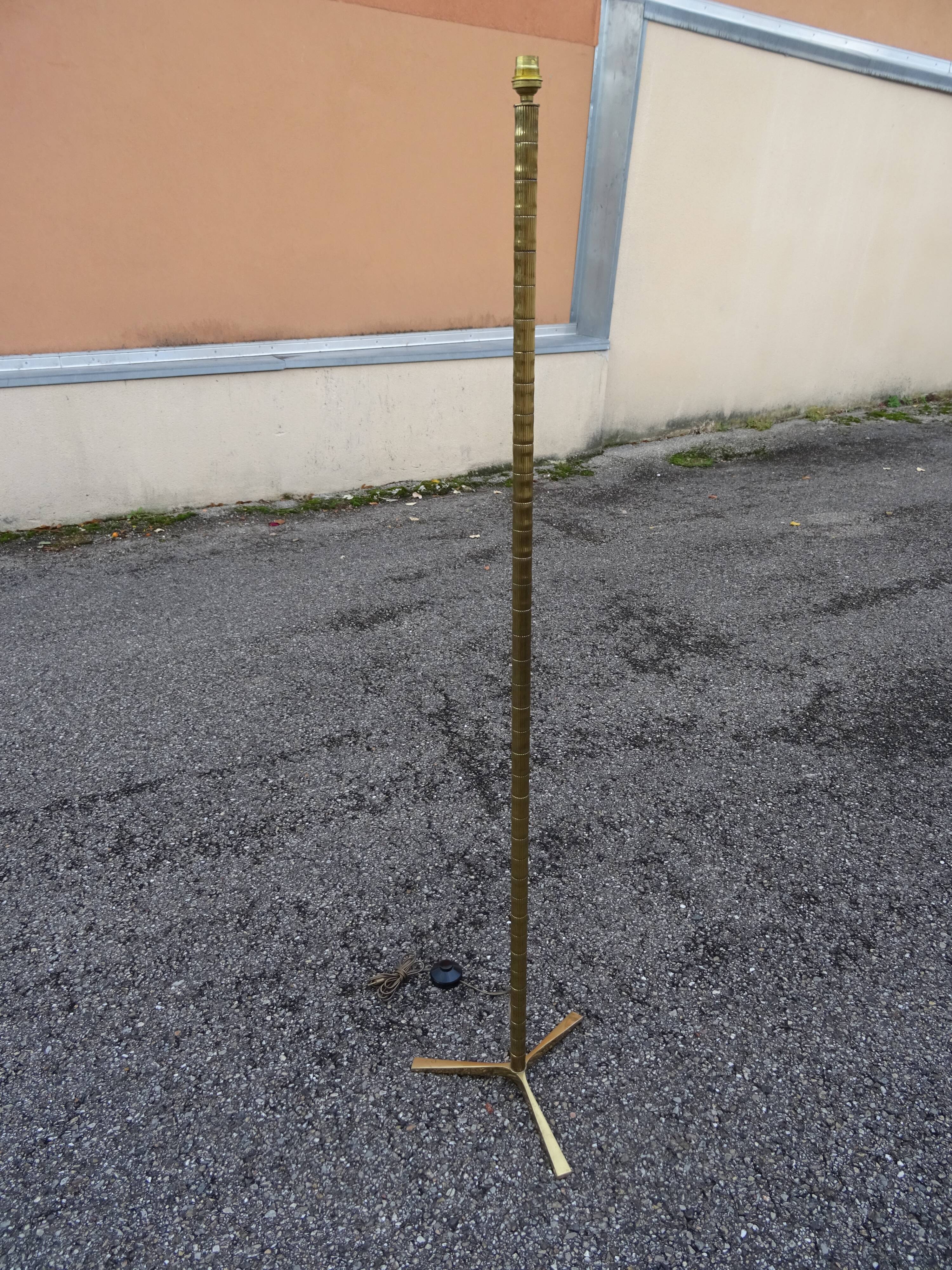 Vintage 70s bronze imitation bamboo floor lamp
