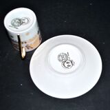 Litron cup from Limoges in porcelain with pink and gold decoration, signed Porcelaine d’Art PP.