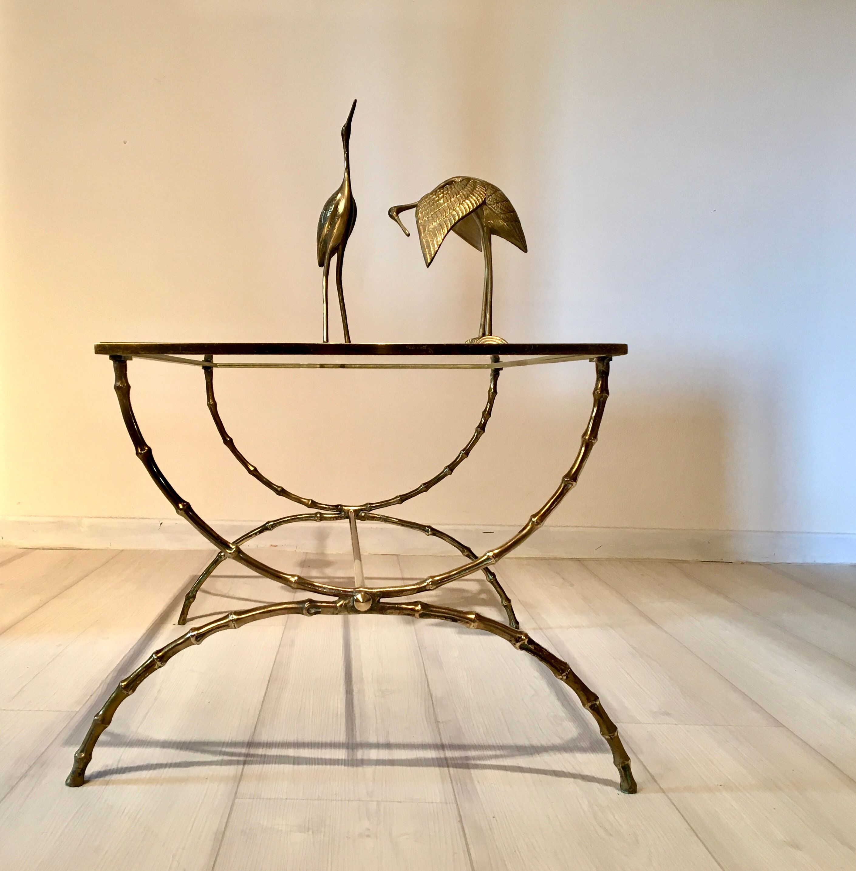Bronze and glass coffee table, 1960s