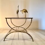 Table basse bronze et verre, années 60