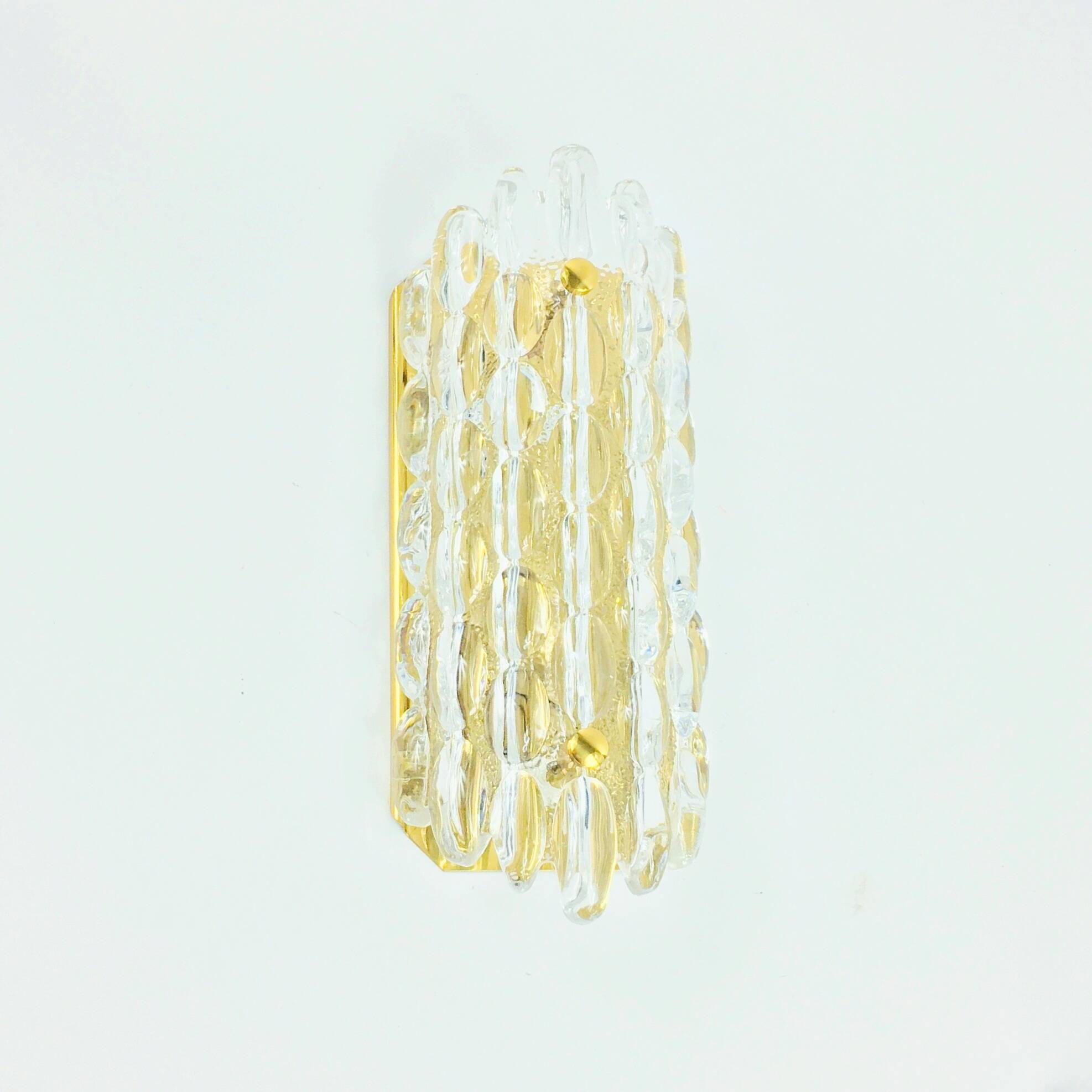 Mid Century Scandinavian Glass & Brass Wall Light by C. Fagerlund, 1960s