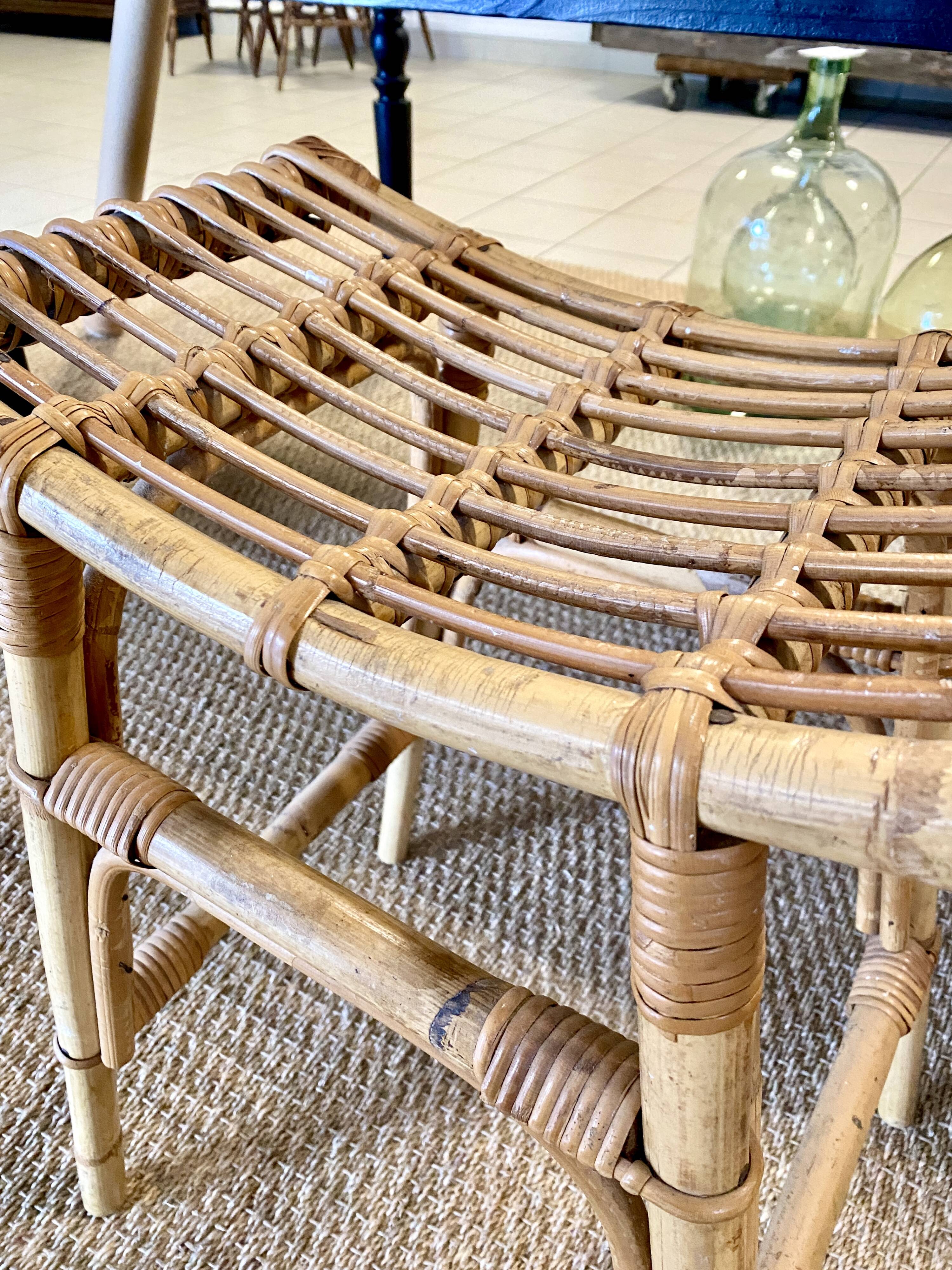 Vintage rattan stool