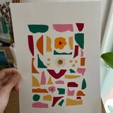 Collage papier fleurs