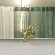Scultpural Brass Hand Mid-Century Wall Mirror, Italy, 1950s