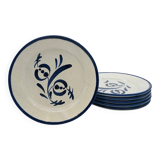 6 dessert plates, St Clément. Hand-painted decoration.