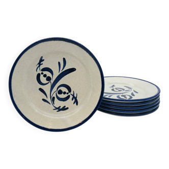 6 dessert plates, St Clément. Hand-painted decoration.