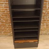 Black and wood curtain filing cabinet