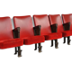 Series of 5 red skai and patinated cast Theater chairs