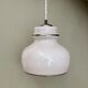 XXL vintage opaline pendant lamp with silver edges