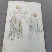 Lithograph Who wants my pretty handkerchiefs? SEM, circa 1924 Georges Goursat dit Sem, collector