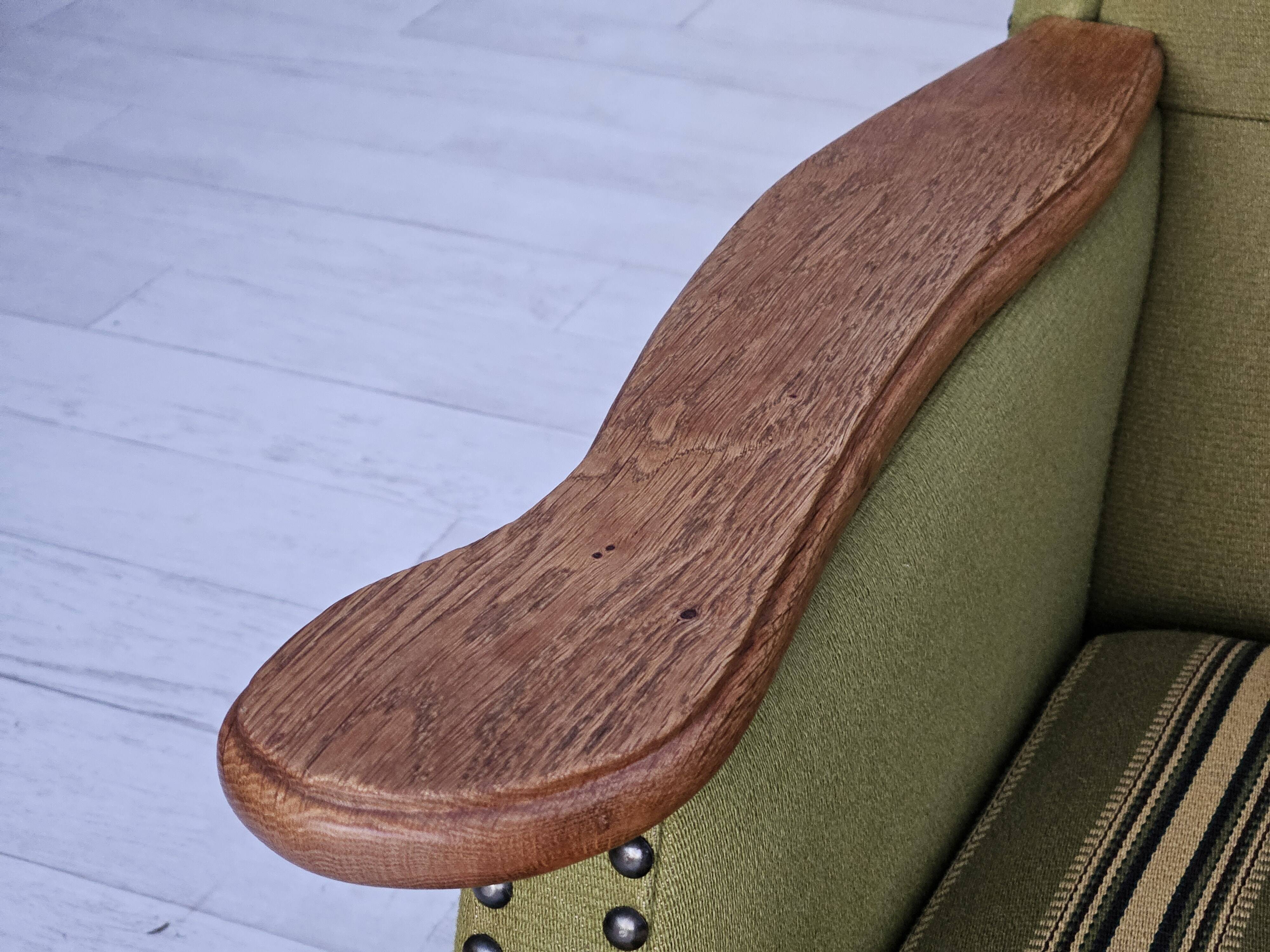 1970s, Danish lounge chair, wool, oak