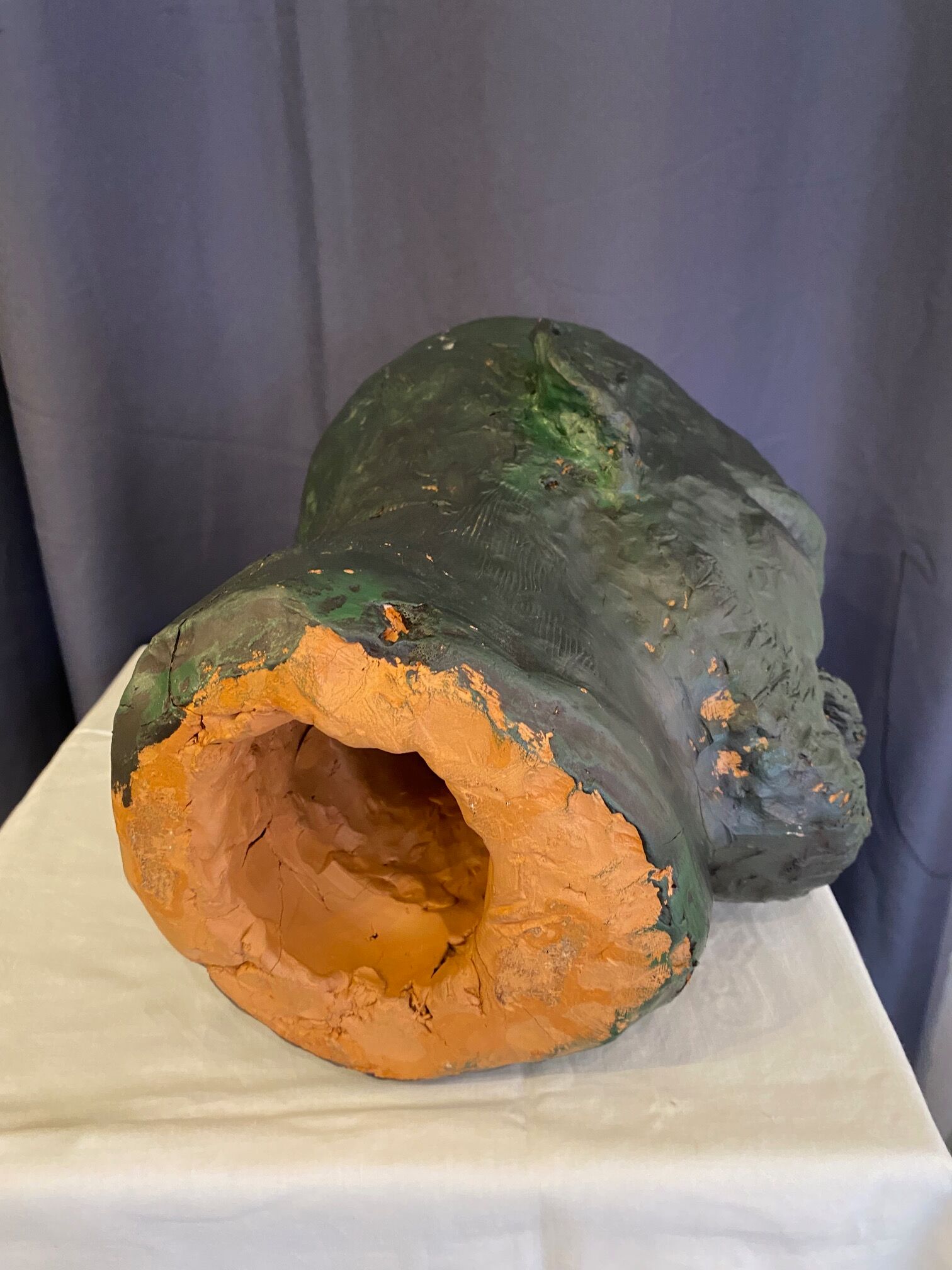 Bust of lenin terracotta sculpture color green bronze large format