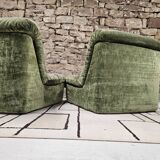 Paire de chauffeuse velour vintage 1970"