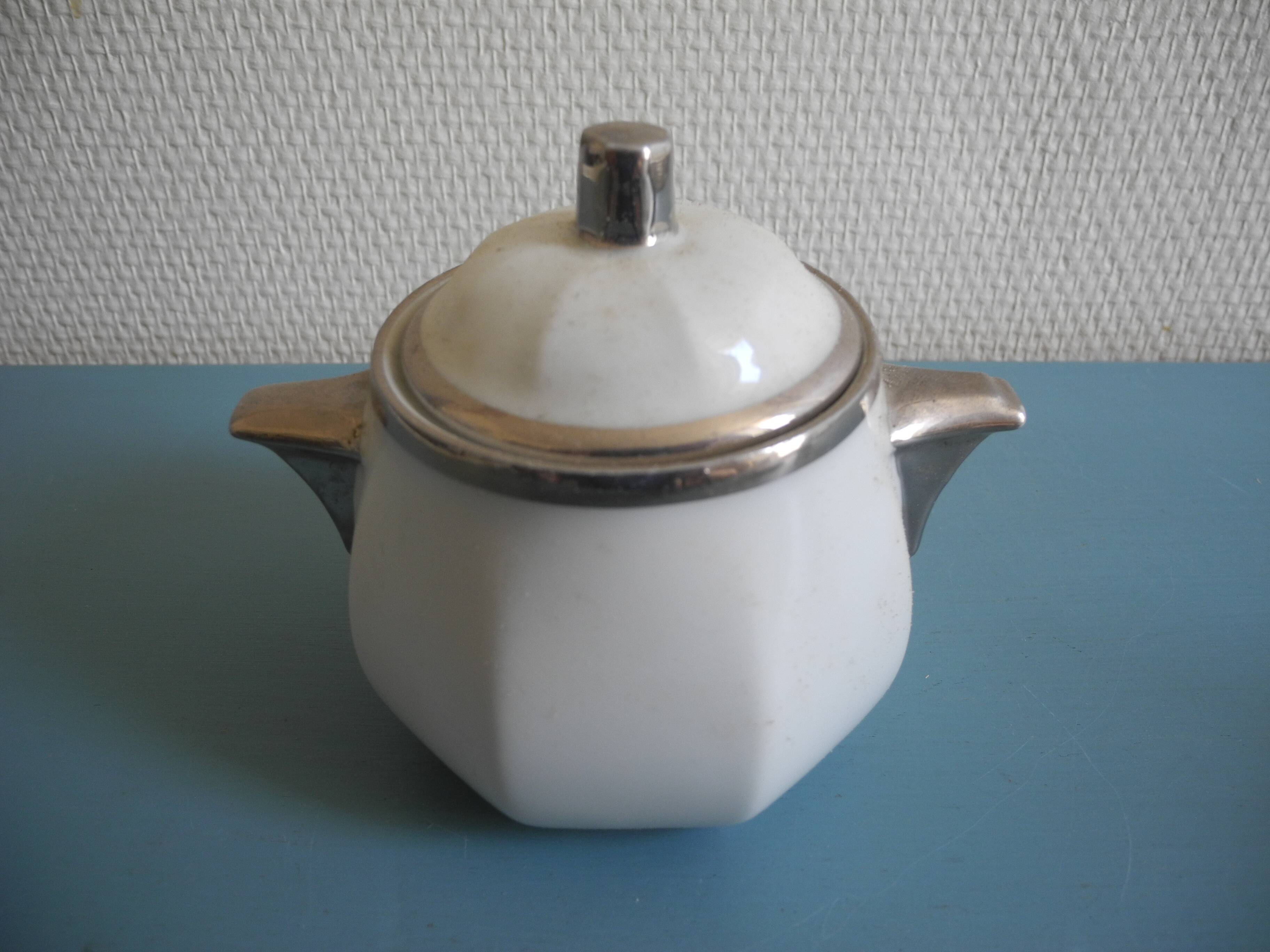 Aluminite sugar bowl Frugier Limoges France porcelain