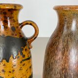 Set of Two Pottery Fat Lava Vases "Multi-Color" by Scheurich, Germany, 1970s