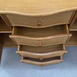 Vintage rattan sideboard with curved drawers, 1970s