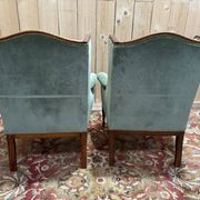 Pair of Louis XVI style wingback armchairs