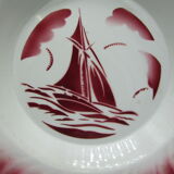 Ancien plat creux badonviller decor bateau voilier