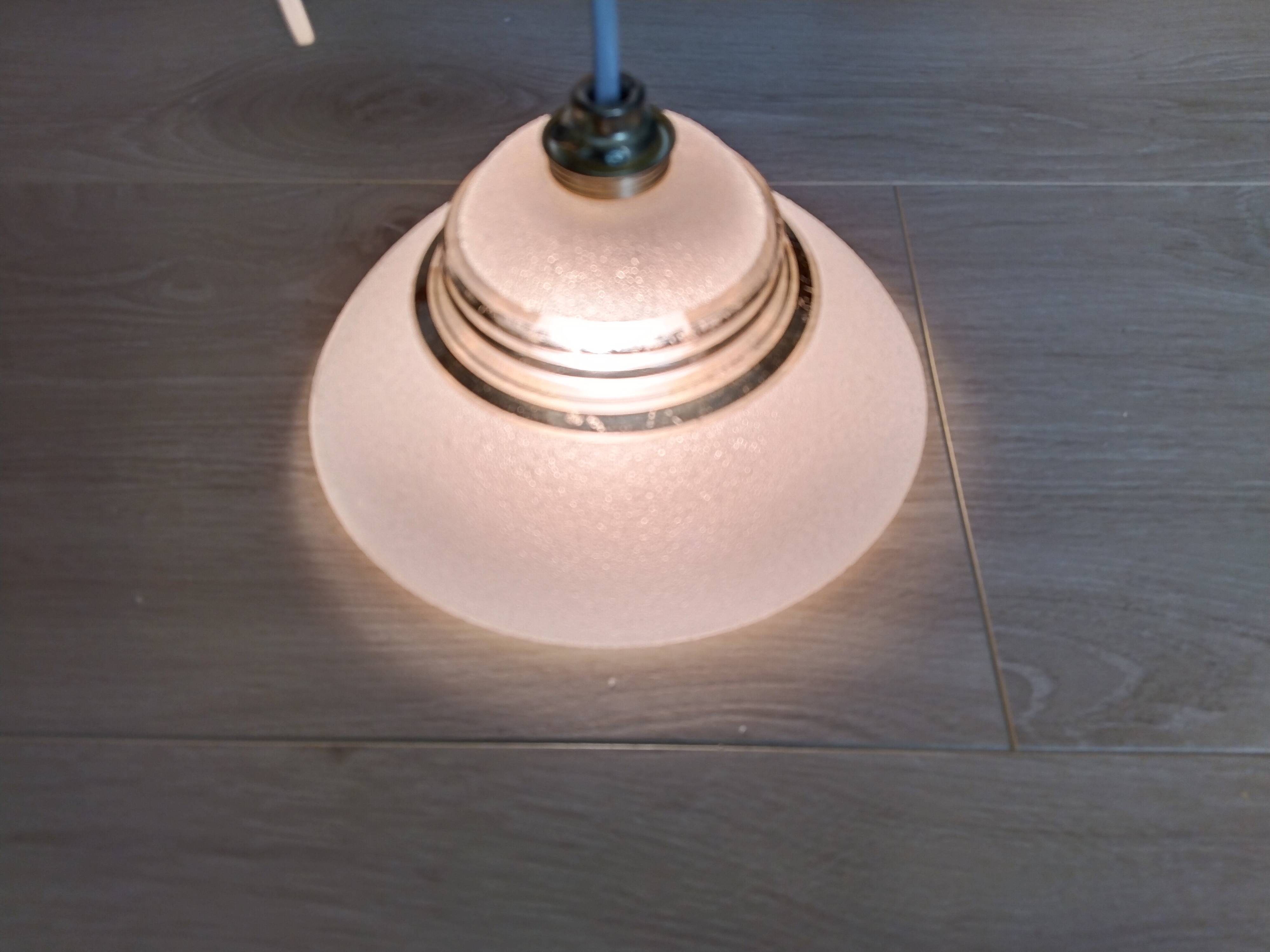 Suspension in pink and gold granite glass, portable lamp