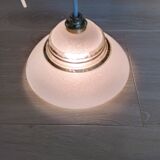 Suspension in pink and gold granite glass, portable lamp