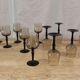 11 vintage black foot smoked twisted water glasses