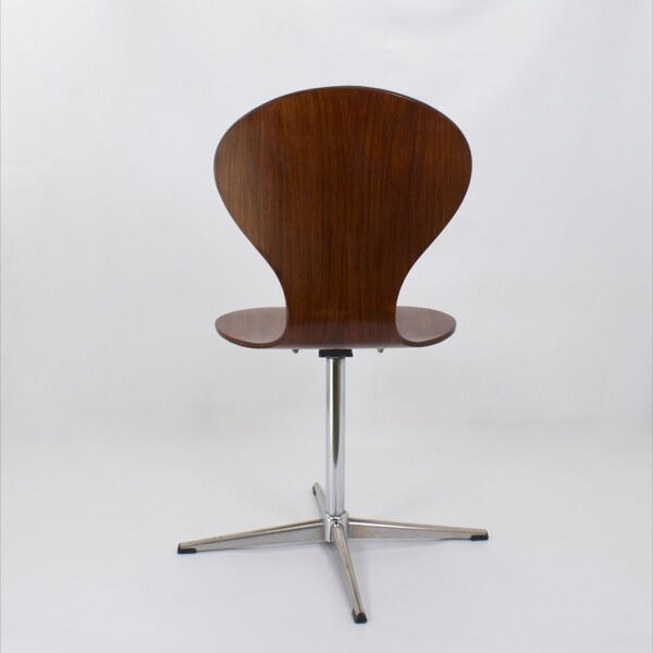 Chaise tournante vintage en palissandre et métal chromé, 1950
