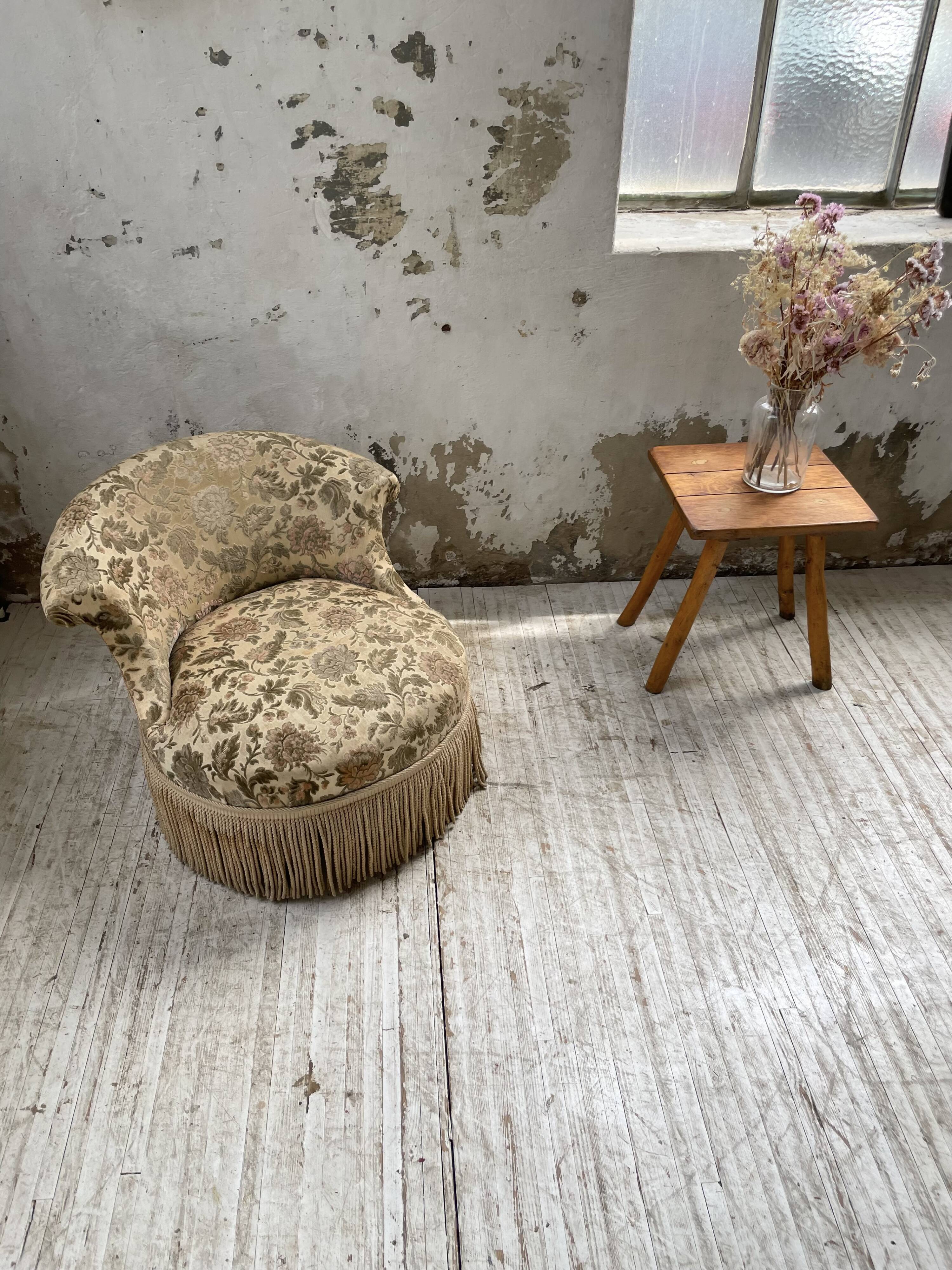 Fauteuil napoléon fleuri XIXème