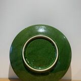 Vintage barbotine dish in the shape of a green cabbage leaf, Portugal