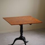 Antique handcrafted square table with drop leaves made of burl wood, Swedish, 19th century.
