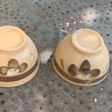 2 vintage Sarreguemines stoneware flower pattern bowls, France