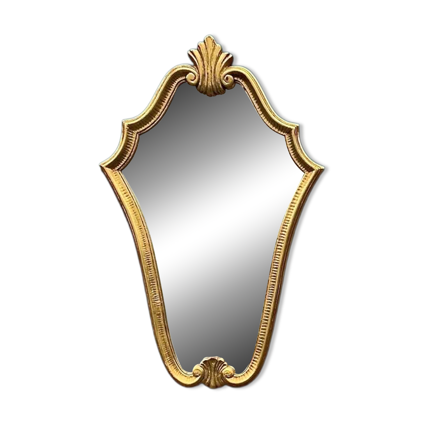 Gold leaf wall mirror in resin – Baroque style – H68 cm