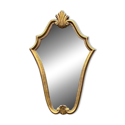 Miroir mural doré à la feuille en résine – style baroque - H68 cm