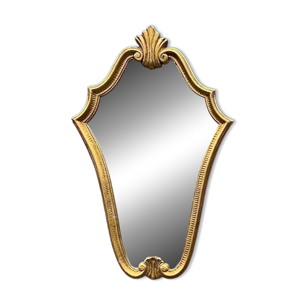 Miroir mural doré à la feuille en résine – style baroque - H68 cm